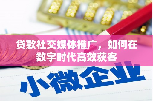 碌曲贷款社交媒体推广，如何在数字时代高效获客