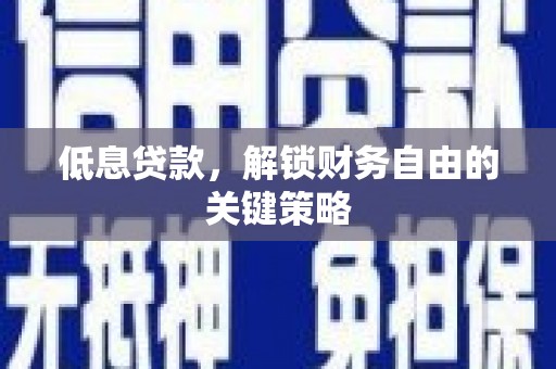 鸡东低息贷款，解锁财务自由的关键策略