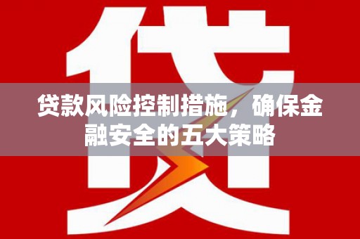 九江贷款风险控制措施，确保金融安全的五大策略